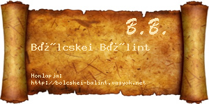 Bölcskei Bálint névjegykártya